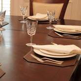 Brown 17 x 12 Leatherette Cut Corner Placemat w/ White Stitching